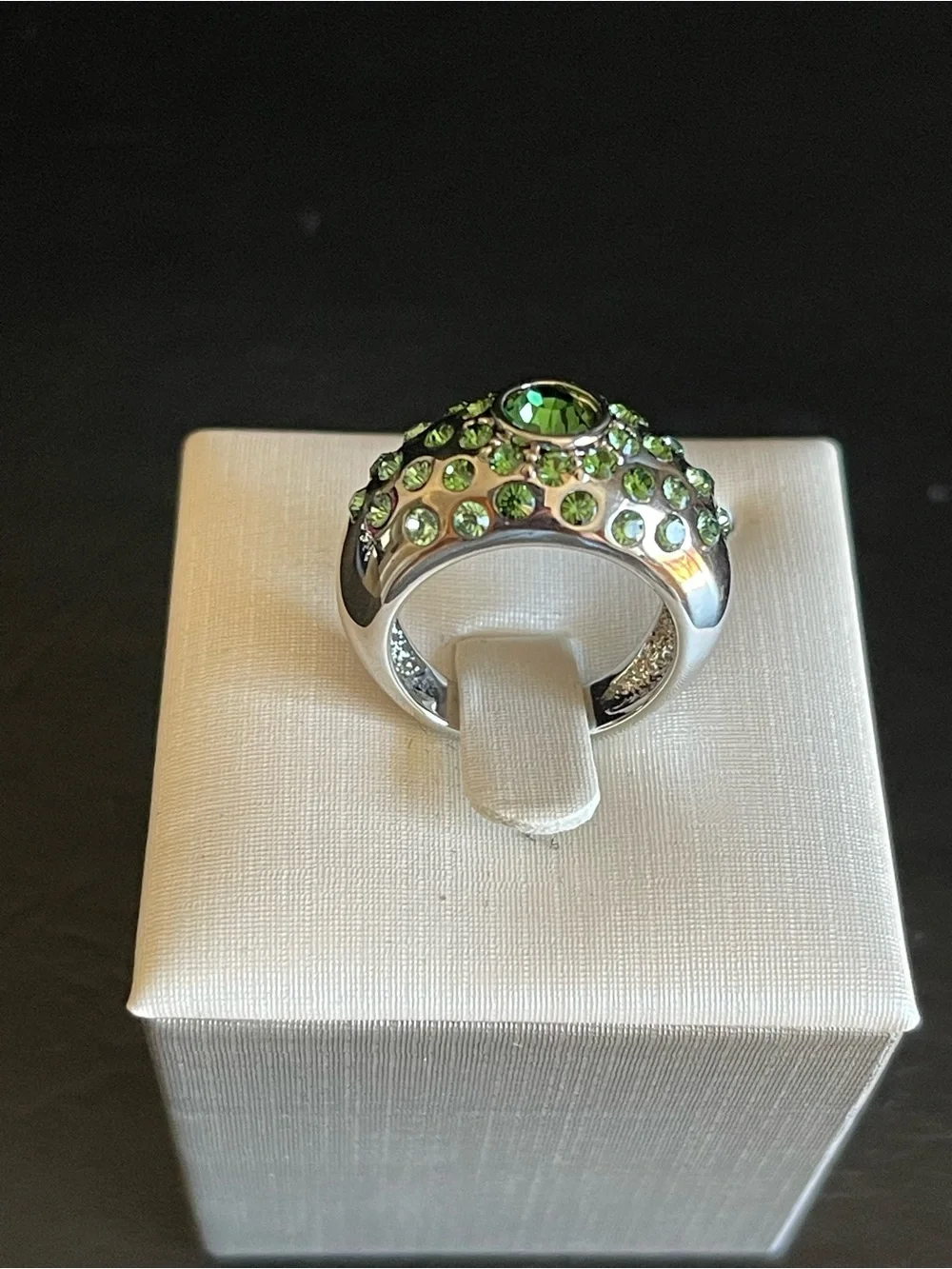 Green Crystal Cocktail dome Ring